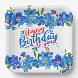 Forget Me Not Birthday Paper Plate
