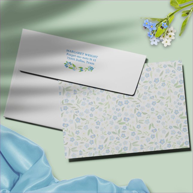 Forget Me Not Blue and White Wedding Invitation Envelope (Forget Me Not Blue and White Wedding Invitation Envelope)