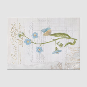 Forget Me Not Blue Butterfly Flower French Script  Tissue Paper