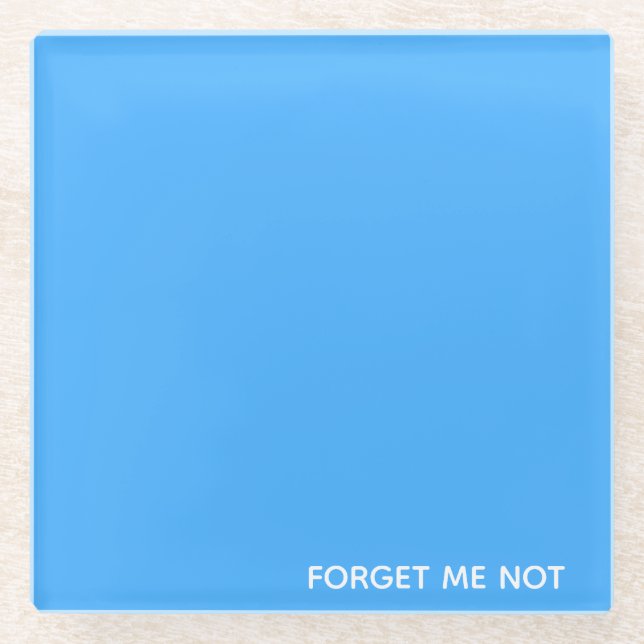 Forget-me-not blue colour name glass coaster (Front)