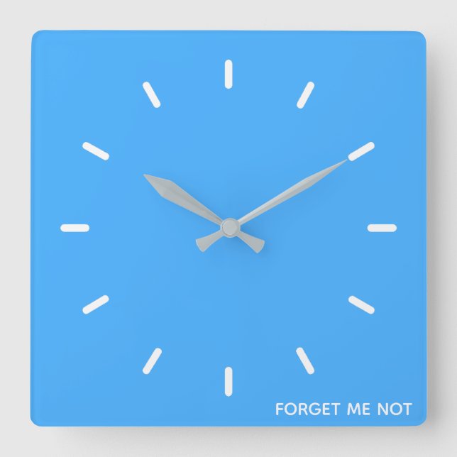 Forget-me-not blue colour name square wall clock (Front)