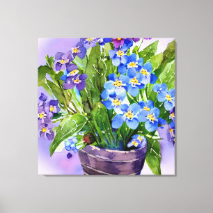 Forget me not Blue Floral Watercolor Canvas Print