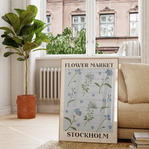 Forget Me Not Blue Floral Watercolor Flower Market Poster