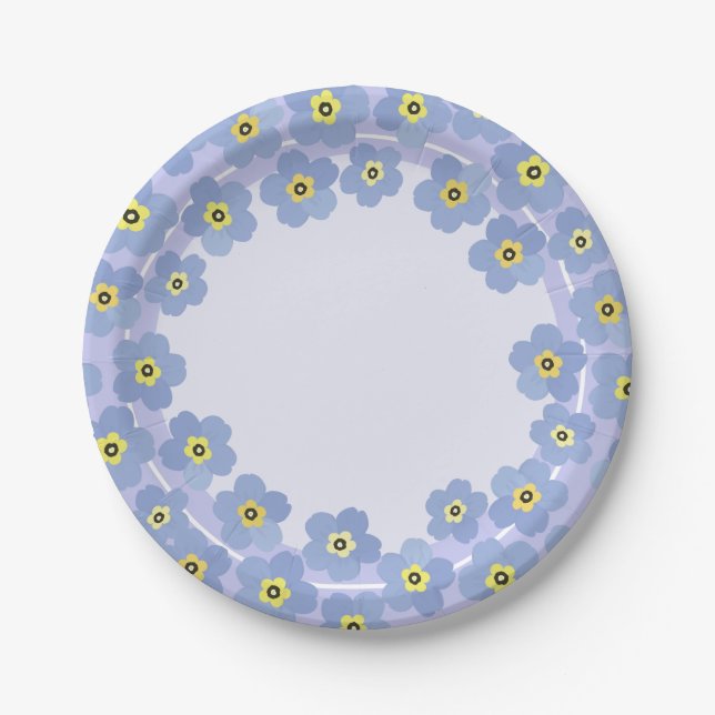 Forget me not blue flower party plates (Front)