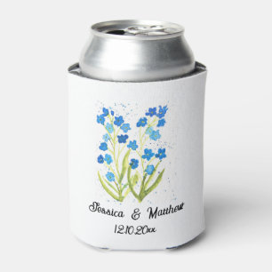 Forget me not Blue Spring floral nature Weddings Can Cooler
