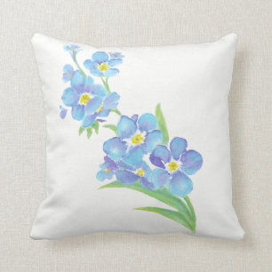 Forget me not, Blue Watercolor Flower Garden Cushion