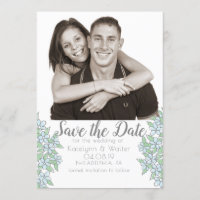 Forget-Me-Not Bouquet Photo Save the Date