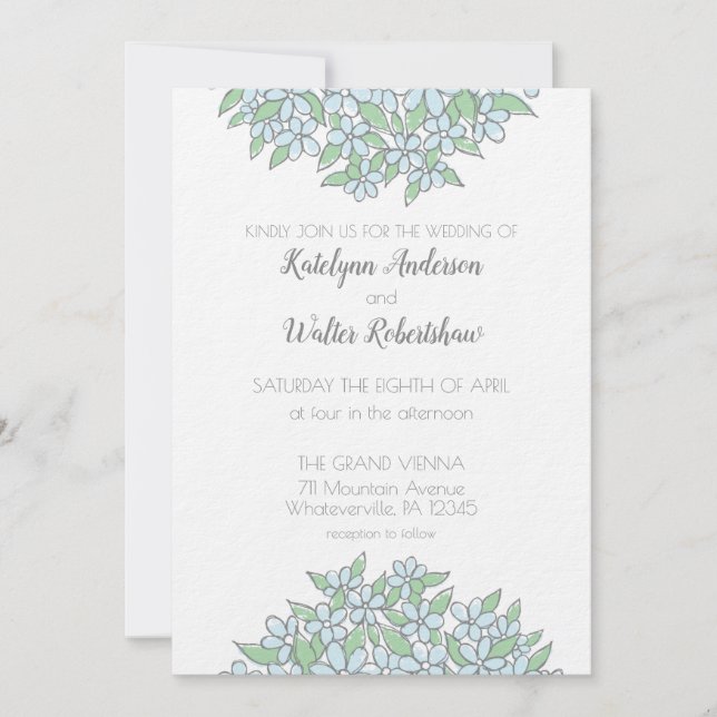 Forget-Me-Not Bouquet Spring Wedding Invitation (Front)