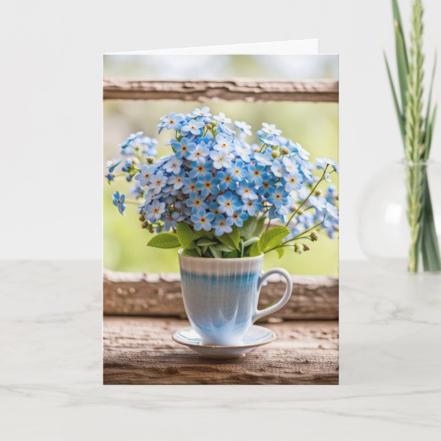 Forget-Me-Not Bouquet Thank You Card (Front)