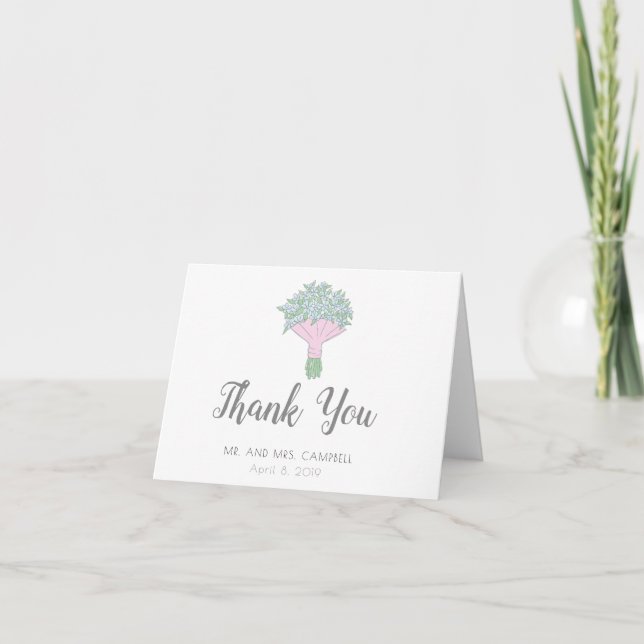Forget-Me-Not Bouquet Wedding Thank You Cards (Front)
