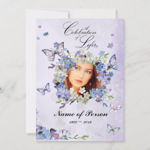 Forget Me Not Butterflies Celebration of Life  Invitation
