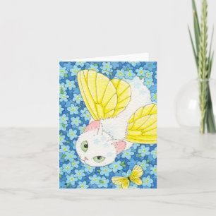Forget-me-not Cat Fairy Notecard Moussart