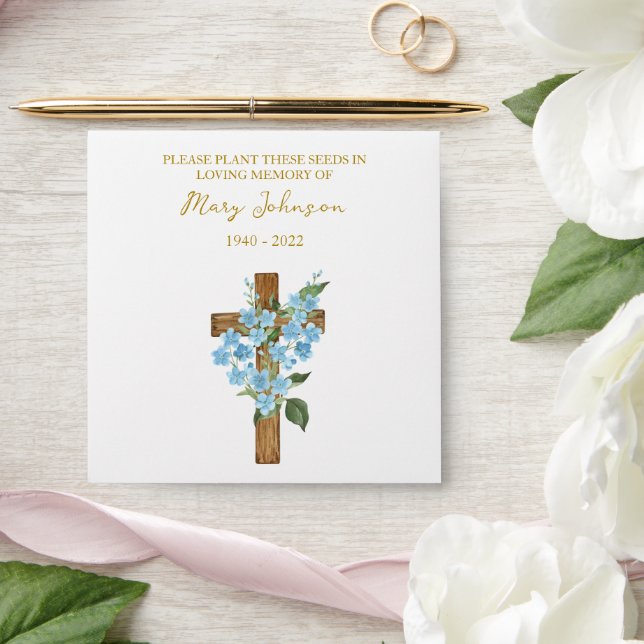 Forget me not Cross Seed Packet Funeral Envelope (Wedding)