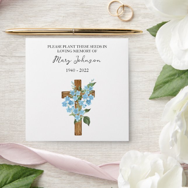 Forget me not Cross Seed Packet Funeral Envelope (Wedding)