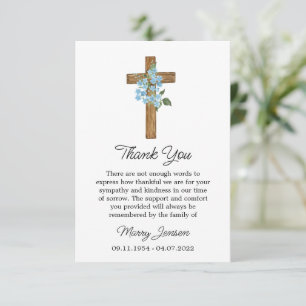 Forget me not Cross Sympathy Thank You Card