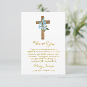 Forget me not Cross Sympathy Thank You Card