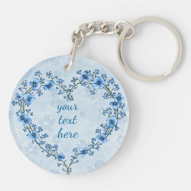 Forget me not Custom Keepsake Remembrance Key Ring (Back)