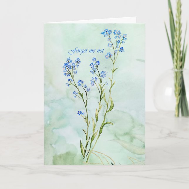 Forget me not Custom Watercolor Garden Flower Card (Front)