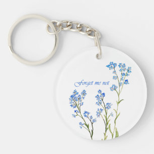 Forget me not Custom Watercolor Garden Flower Key Ring