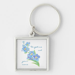 Forget me not Custom Watercolor Garden Flower Key Ring