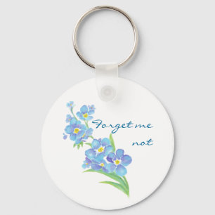 Forget me not Custom Watercolor Garden Flower Key Ring