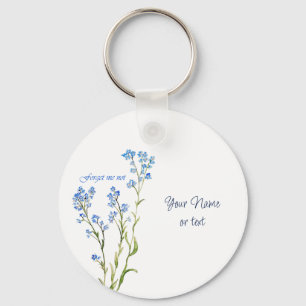 Forget me not Custom Watercolor Garden Flower Key Ring