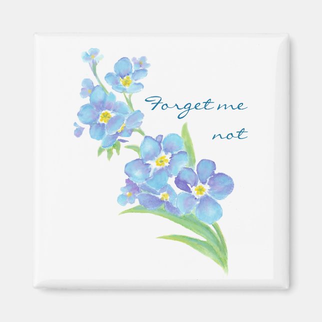 Forget me not Custom Watercolor Garden Flower Magnet (Front)