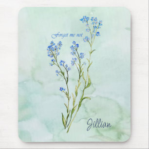 Forget me not Custom Watercolor Garden Flower Mouse Mat