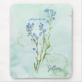 Forget me not Custom Watercolor Garden Flower Mouse Mat