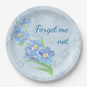 Forget me not Custom Watercolor Garden Flower Paper Plate