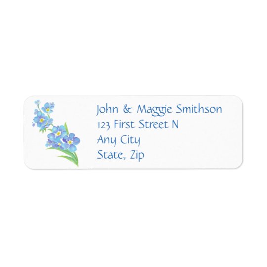 Forget me not Custom Watercolor Garden Flower Return Address Label