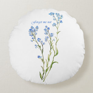 Forget me not Custom Watercolor Garden Flower Round Cushion