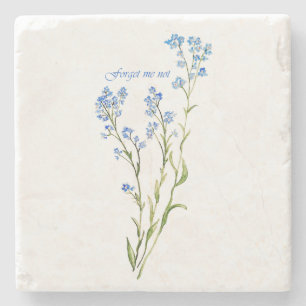 Forget me not Custom Watercolor Garden Flower Stone Coaster