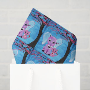 Forget Me Not Cute Elephant Cat Cherry Blossom Art Tissue Paper