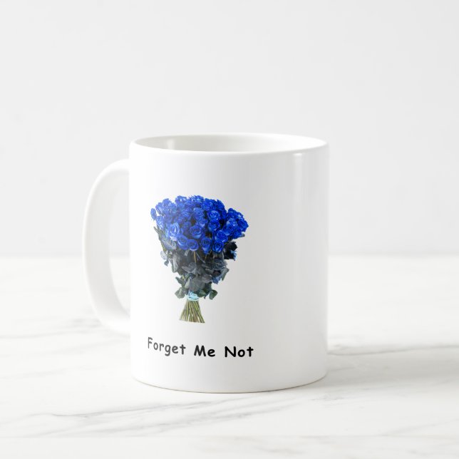 Forget Me Not Elegant Blue Rose flower coffee Mug (Front Left)