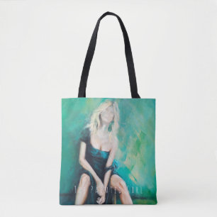 "Forget Me Not" expressive figurative tote bag