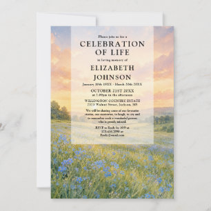 Forget Me Not Floral Celebration of Life Funeral Invitation