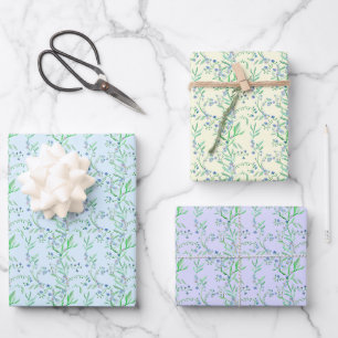 Forget-Me-Not Floral Design Wrapping Paper Sheet