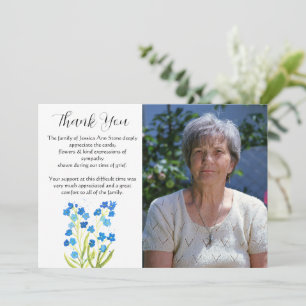 Forget Me Not Floral Funeral Death Thank you Invitation