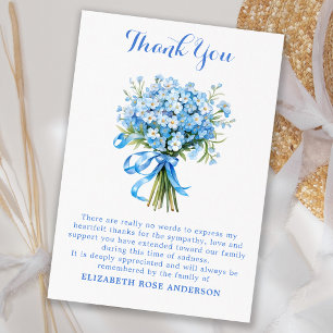 Forget Me Not Floral Memorial Sympathy Funeral Thank You Card