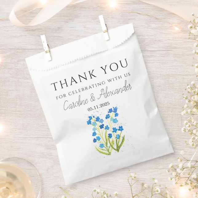 Forget me not Floral Modern Spring Wedding Favour Bags (Clipped)
