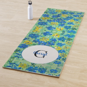Forget-Me-Not Floral Monogram Yoga Mat