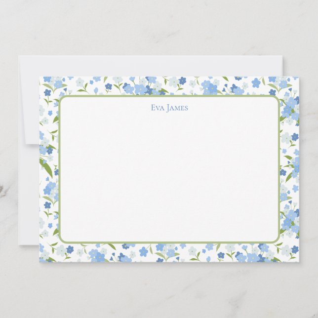 Forget Me Not Floral Personalised Stationary Card (Front)