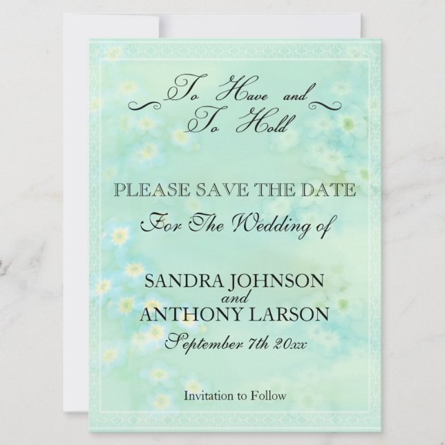 Forget Me Not Floral Save The Date (Front)