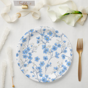 Forget-me-not floral seamless paper plate