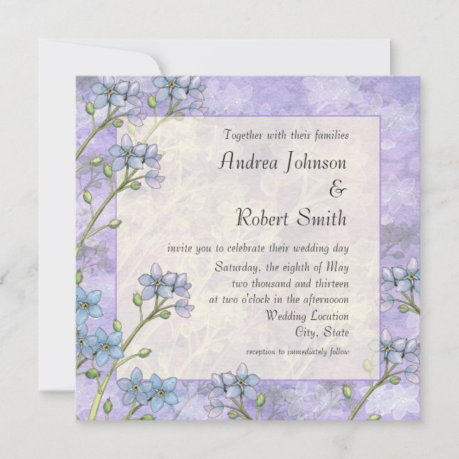 Forget Me Not Floral Spring Wedding Invitations (Front)
