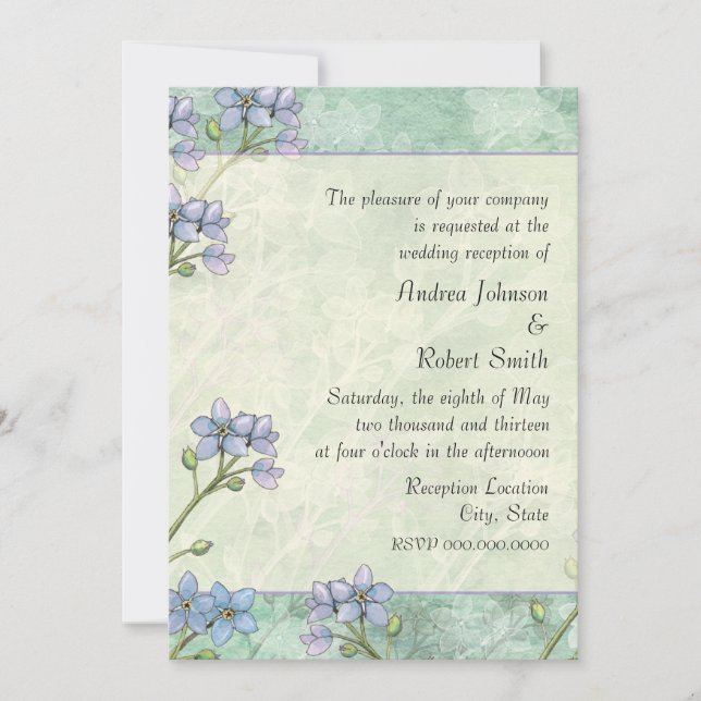 Forget Me Not Floral Spring Wedding Reception Invitation (Front)