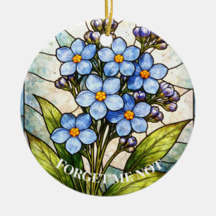 Forget Me Not Floral Stained Glass Custom Grief Ceramic Tree Decoration