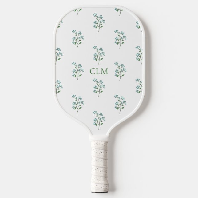 Forget Me Not Floral Sweet Preppy Pickleball Paddle (Front)