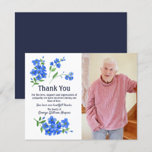 Forget Me Not Floral Thank You Funeral Sympathy Card